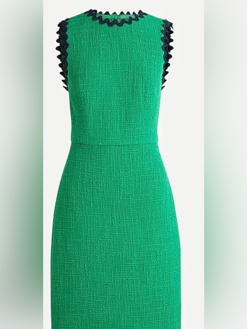 J. Crew Vibrant Green Dress with Dark Blue Accents